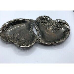 Godinger Dish Silver Art Co Plate Double Heart With Grape Design Plated Serving
